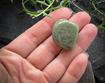 Canadian Nephrite Jade Pocket Stone, Forestcore Nature Ritual Altar Crystal