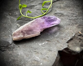 Natural Elestial Amethyst Point Crystal | Raw Purple Quartz Meditation Stone