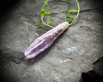 Natural Elestial Amethyst Point Wand | Raw Purple Quartz Crystal, Meditation Stone