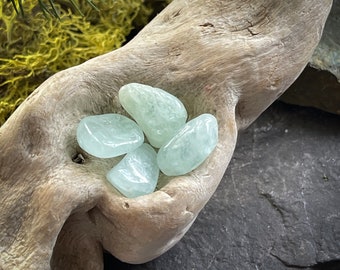 Polished Aquamarine Pocket Stone: March Birthstone, Blue Crystal, Meditation Palm Stone