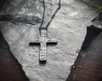 Dark cross necklace, viking necklace, viking cross necklace, viking pendant, tudor cross necklace, tudor cross, gunmetal cross necklace,