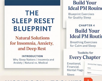 The SleepReset Blueprint Digitaler Download PDF Natürlicher Ganzheitlicher Insomnie Angst-Wiederherstellungs-Leitfaden mit Schlaf-Tracker Gute-Nacht-Rituale und Hilfe