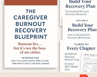 Caregiver Burnout Recovery Workbook PDF Emotional Support Mental Health Tools Digital Guide for Exhausted Helpers Nurses and Family Parents