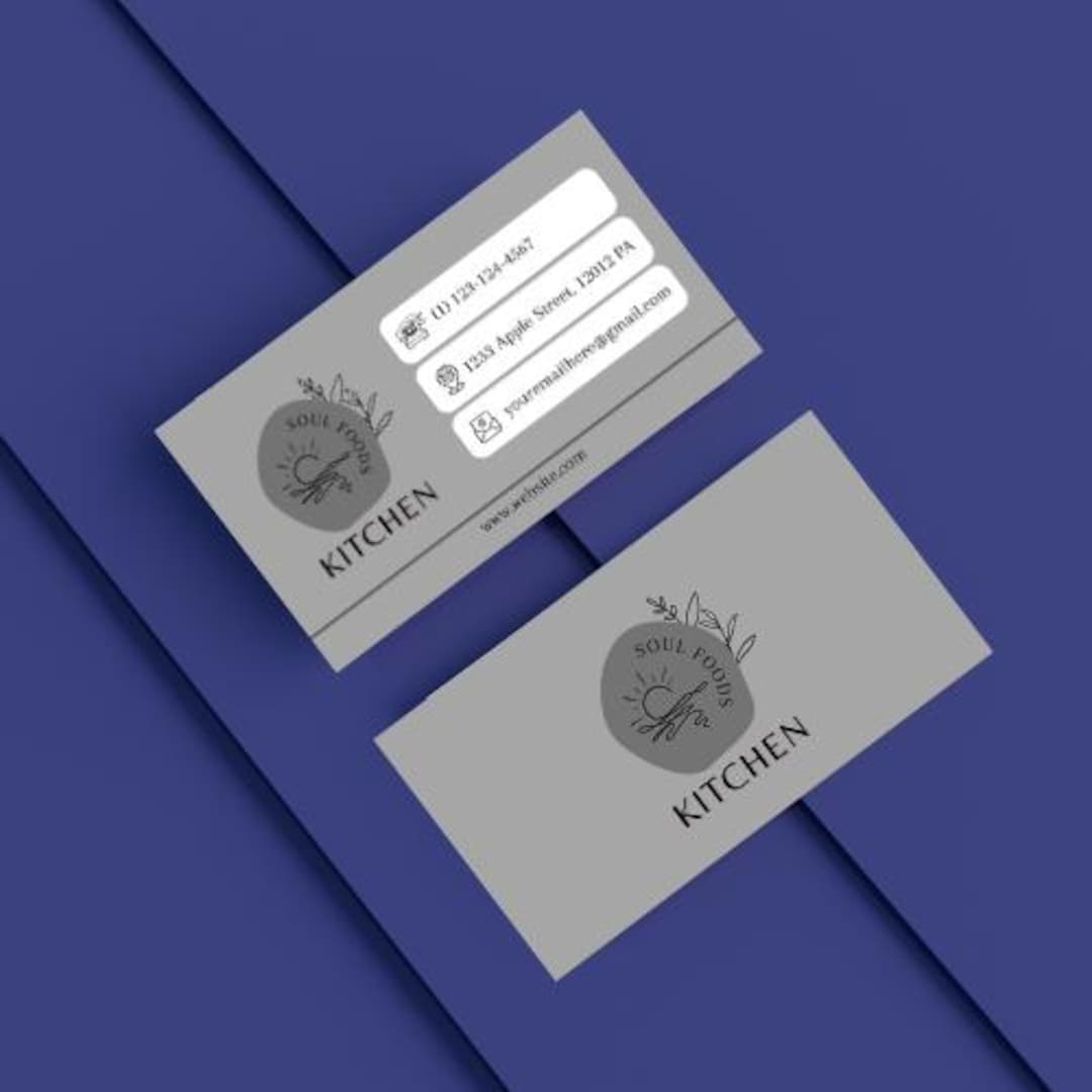 Kitchen Business Card Examples Minimalist Kitchen Business Card PNG Digital Download, Soul Food ...