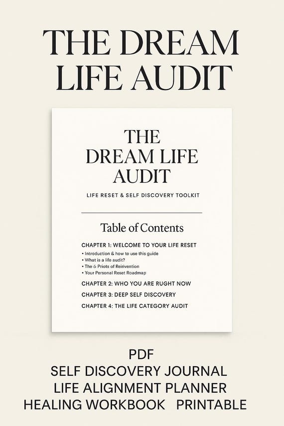 The Dream Life Audit PDF Self Discovery Journal Life Alignment Planner Healing Workbook Printable Self Growth Toolkit for Women and Men