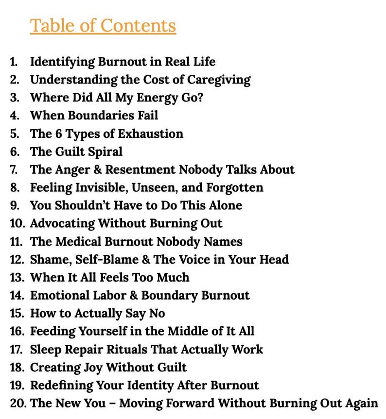 burnout recovery guide for caregivers digital ebook with action steps self reflection pages calming routines and therapeutic journaling prompts designed to support physical and emotional recovery from caregiver stress instant download pdf for wellness and balance in home or healthcare caregiving environments