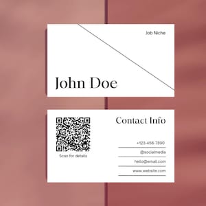 Minimalist QR Code Business Card Template – Black & White Canva Design for Professionals, Freelancers, and Personal Branding