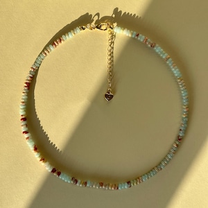 Dainty Aqua Terra Jasper Choker, Calming Aqua Terra Stone Necklace, Boho Healing Stone Necklace, Delicate Crystal Necklace, Beaded necklace
