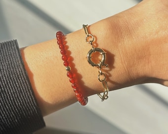 Minimal Red Carnelian Bracelet, Courage and Empowerment, Genuine Red Gemstone Jewelry, Gifts for Her