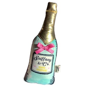 Sniff Champagne dog toy, funny bottle toy, blue bottle toy, plush pet toy, pet plushies, funny dog toy, parody pet toy, new year’s gift toy