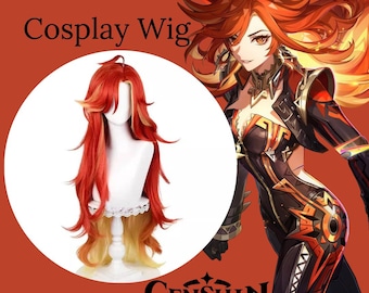 Genshin Auswirkungen Mavuika Cosplay Kostüm rot Orange Perücke