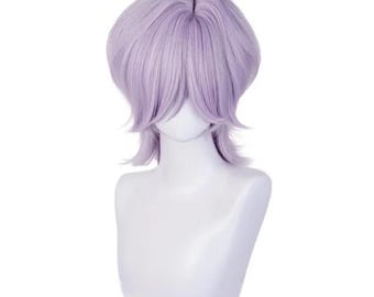 KPop Dämonenjäger Saja Jungen Mystery Cosplay Kostüm Perücke 40 cm Lila Kunsthaar