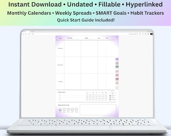 ADHD Planner for PC/Mac | Fillable, Undated, Weekly + Monthly (PDF Download) NeuroMythical™