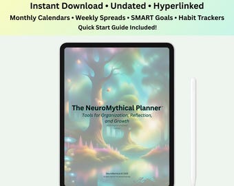 ADHD Planner for iPad & Tablet | Undated, Hyperlinked, for Goodnotes, Notability, Xodo (PDF Download) NeuroMythical™