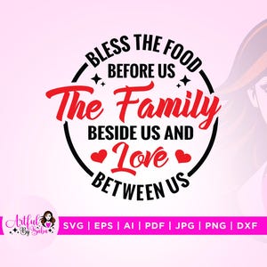 Bless The Food svg, Küche Zitate svg, Cricut, Silhouette, Dinner Blessing svg, Geschirrtuch svg, Schneidebrett svg, Segen, Küchenseggen,