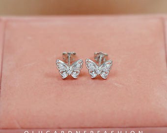 Small Butterfly Stud Earrings New Design Gentle Elegant S925 Silver Jewelry for Women