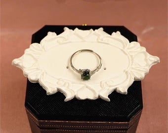 S925 Sterling Silver Moss Green Ring with Aquatic Agate Stone Unique Elegant Design