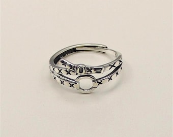 925 Sterling Silver Antiqued Belt-Inspired Asymmetrical Circle Trendy Open Ring for Women