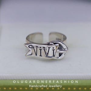 Cinturón con hebilla de letra de moda en plata S925, anillo abierto ajustable