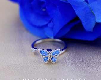 S925 Sterling Silver Butterfly Spinner Ring, Open and Adjustable Design, Elegant and Playful Style