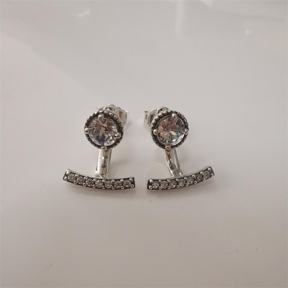 Pandora Silver Abstract Elegance Drop Stud Earrings