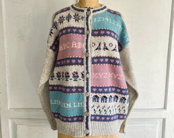 80s vintage Woolrich cardigan | wool heart sweater large