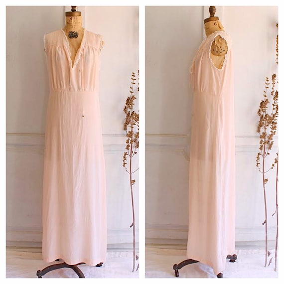 French vintage silk nightgown peach slip dress