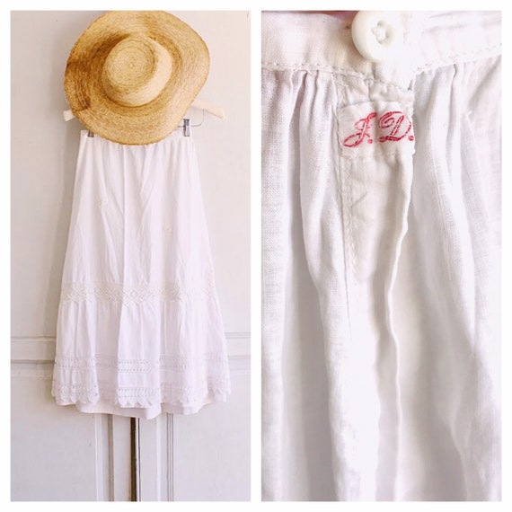 Edwardian white cotton skirt vintage prairie skirt
