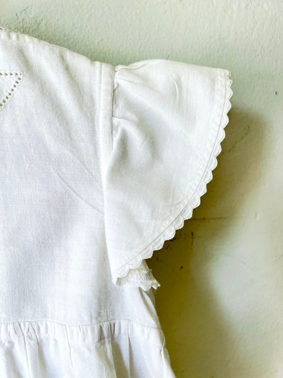 Vintage white cotton girls dress - image 4