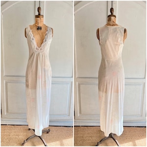 vintage floral slip dress floral nightgown full length nylon