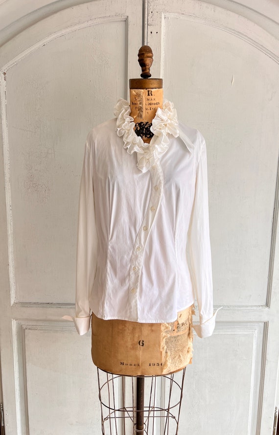 Escada blouse white ruffled Escada blouse