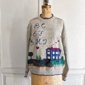 Vintage Woolrich sweater alphabet sweater wool heart sweater image 2