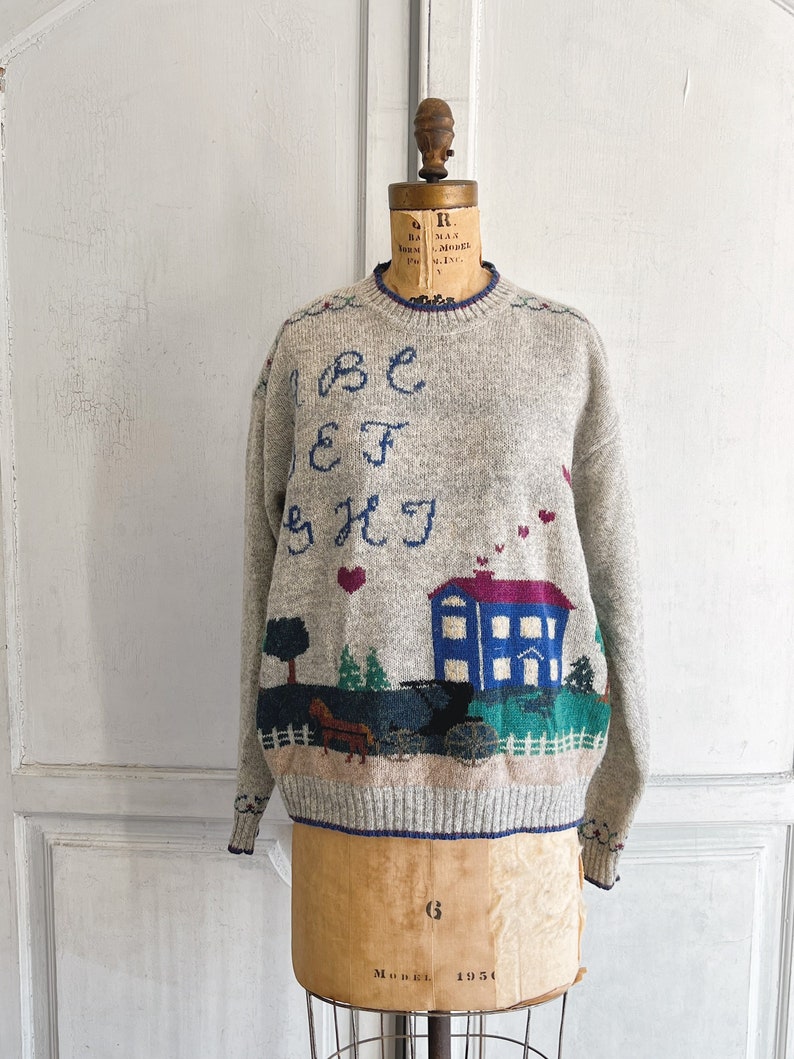 Vintage Woolrich sweater alphabet sweater wool heart sweater image 2