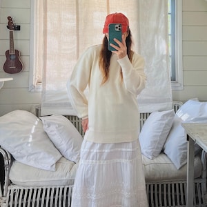 oversized cashmere sweater vintage white cashmere crew neck women