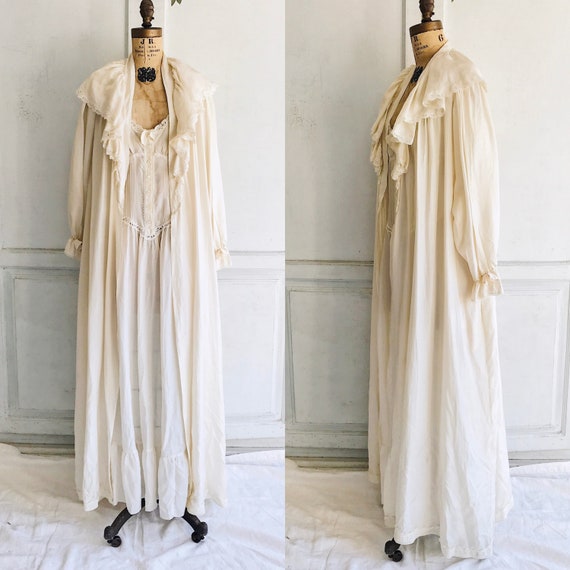 Long silk nightgown and robe - image 1