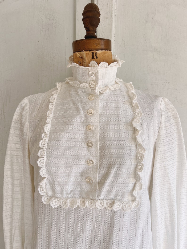 vintage 60s dress white cotton ruffled mini dress zdjęcie 2