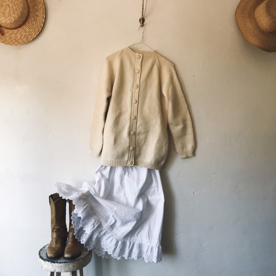 Vintage hand knit wool cardigan cream chunky knit