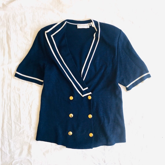 80s vintage sailor top NINA RICCI nautical blouse