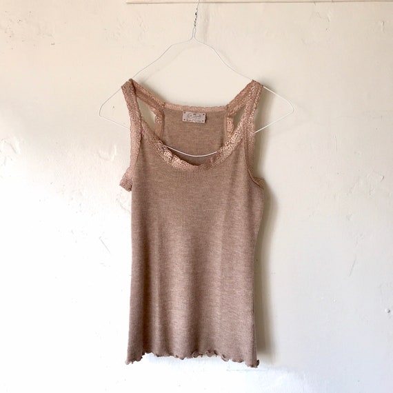 Ribbed cashmere tank cashmere lounge wear sleevele
