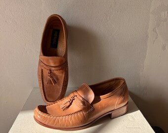 tan leather tassel loafers men’s 5.5 womens 7.5