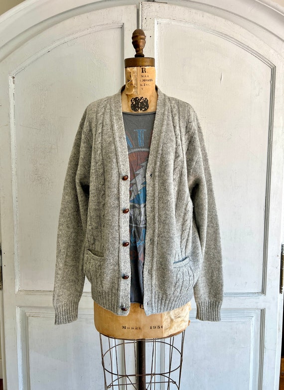 Vintage Chunky Cable Knit Cardigan Jumper Sweater Lar… Gem