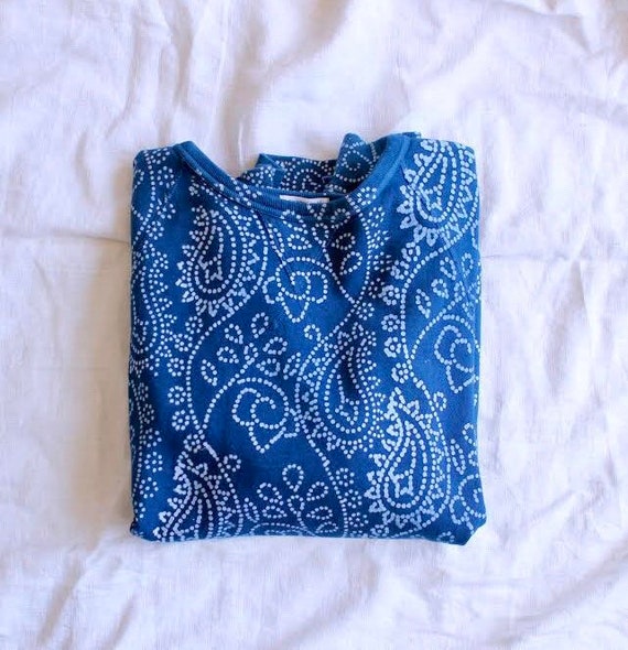 Vintage indigo sweatshirt unisex tie dye blue swea