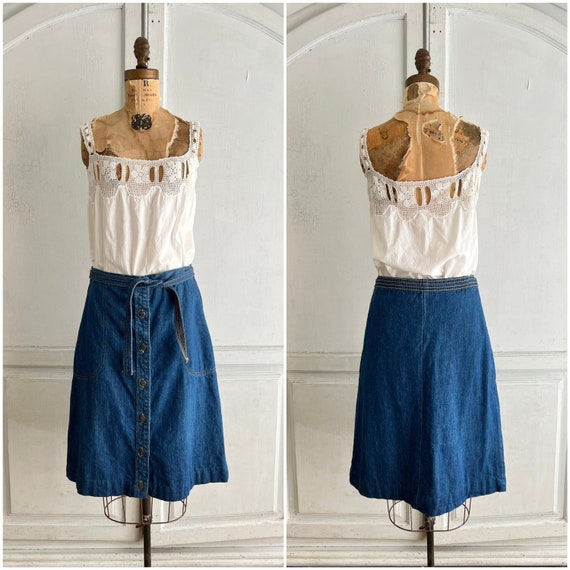 1970s denim flare skirt Landlubber