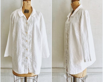 Chemise en lin surdimensionnée Flax | chemise oversize en lin blanc