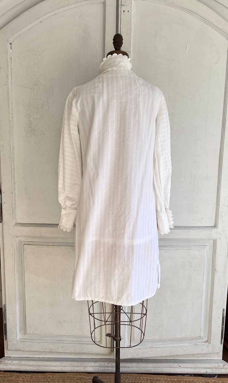 vintage 60s dress white cotton ruffled mini dress zdjęcie 3