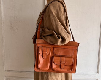 70s vintage leather bag tan