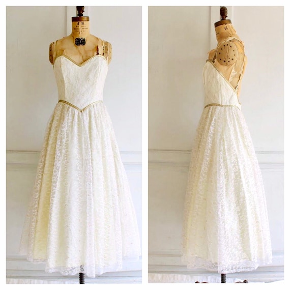 vintage Gunne Sax dress white lace wedding dress 8