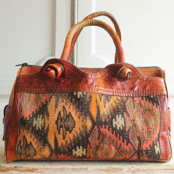 vintage kilim doctor bag carpet bag leather