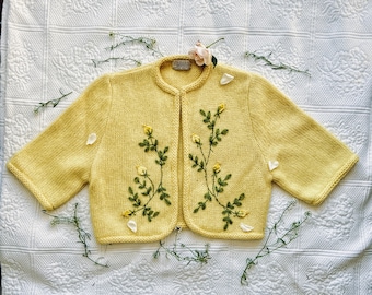 60s vintage mohair cardigan embroidered