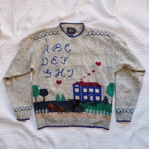 Vintage Woolrich sweater alphabet sweater wool heart sweater image 1